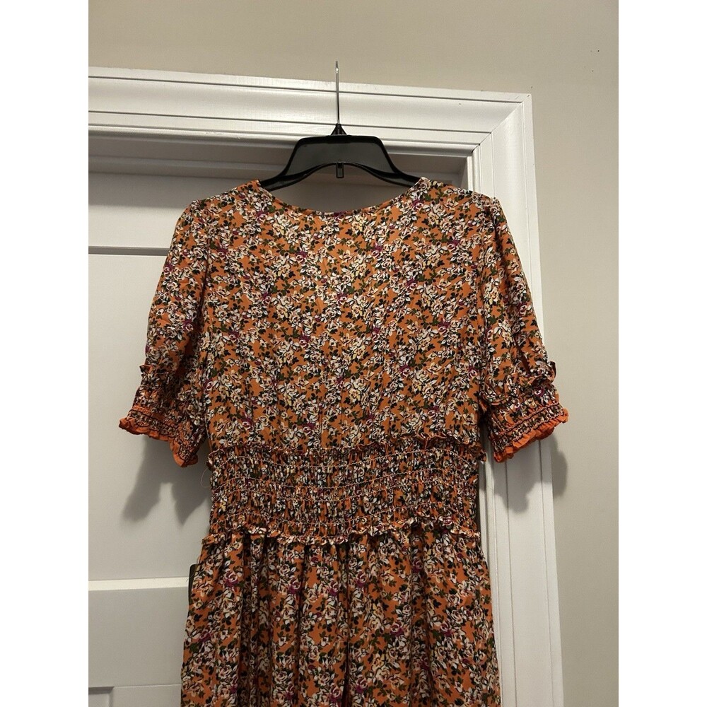 New Floral Peasant Elastic Waist Tiered Maxi Dress Size Large Modest Fairy Flirt - Picture 6 of 9
